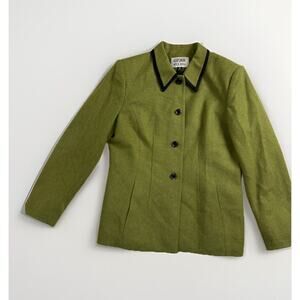 Vintage Kasper for ASL Wool Blend Blazer Green Size 8 Petite‎
